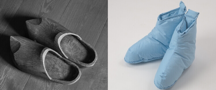 sabots en bois et chaussons duvet